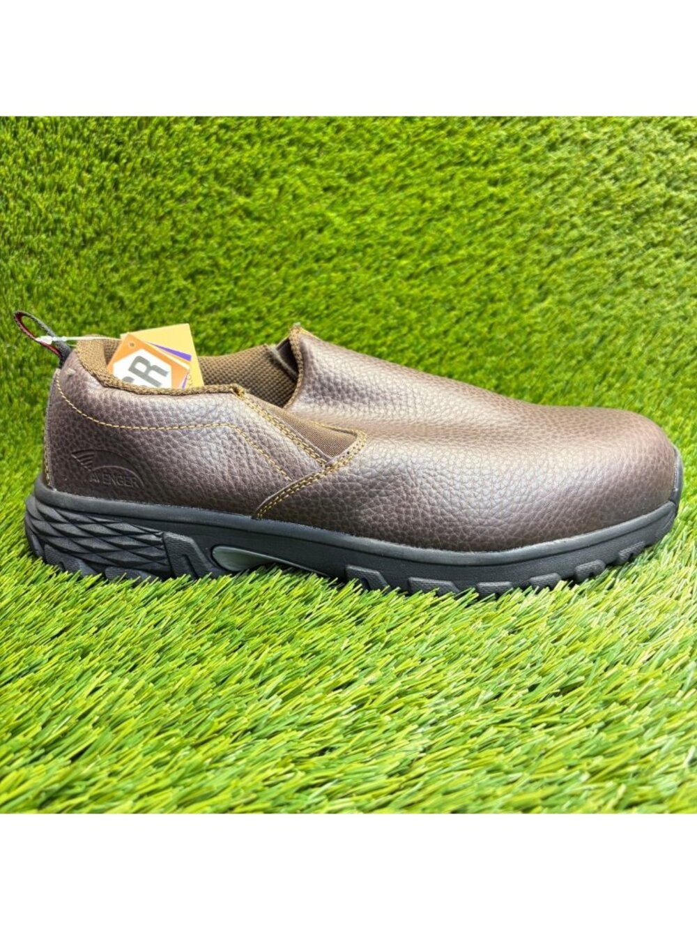 Avenger Flight Low Mens Size 12E Brown Black Alloy Toe Safety Work Slip-On Shoes